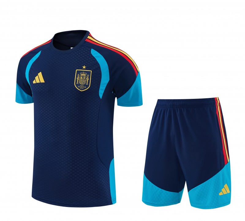 26/27 Spain Navy Blue Short Sleeve+Soccer Shorts