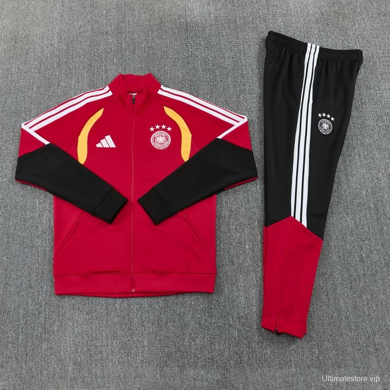 26/27 Germany  Red Full Zipper Jacket Tracksuit + Long Pants