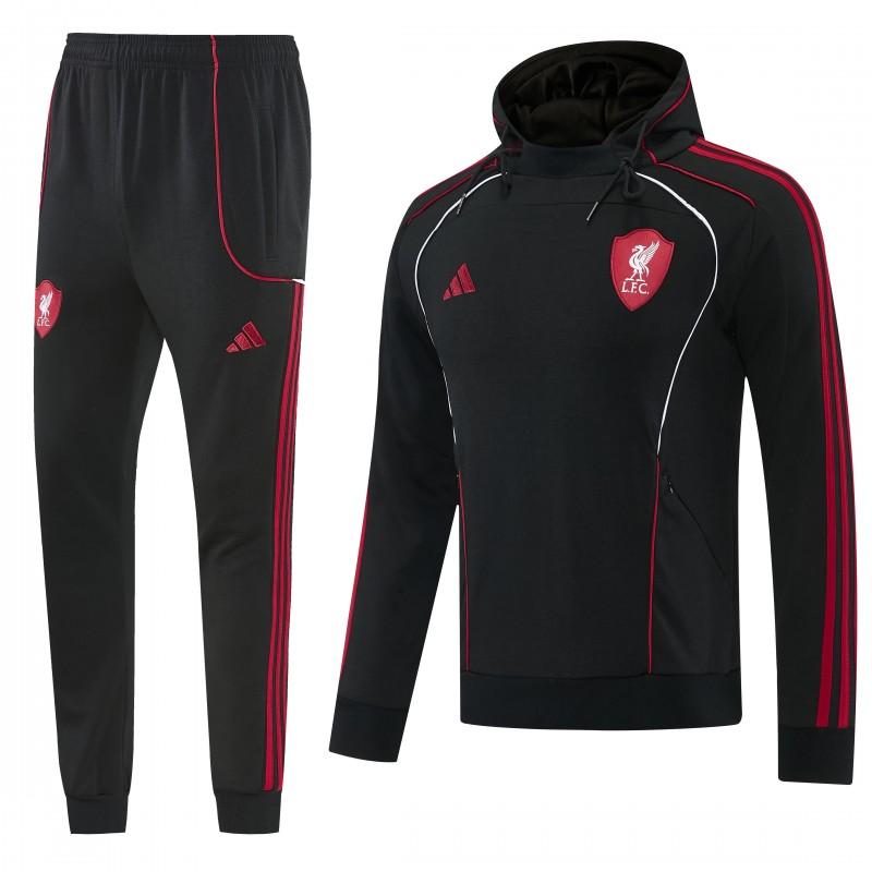 26/27 Liverpool  Black Full Zipper Hooded Jacket Tracksuit + Long Pants
