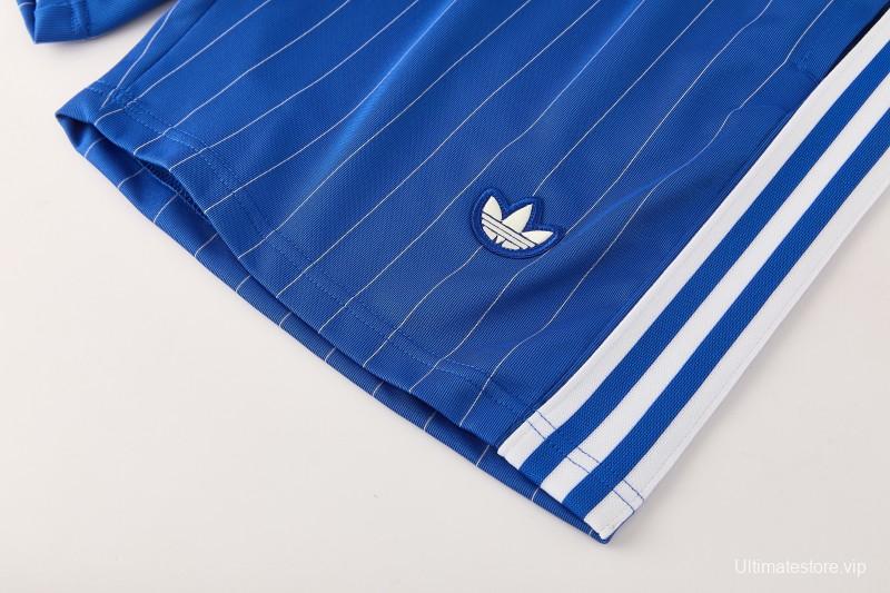 26/27 Chelsea FC White Stripes Short Sleeve+Blue Soccer Shorts