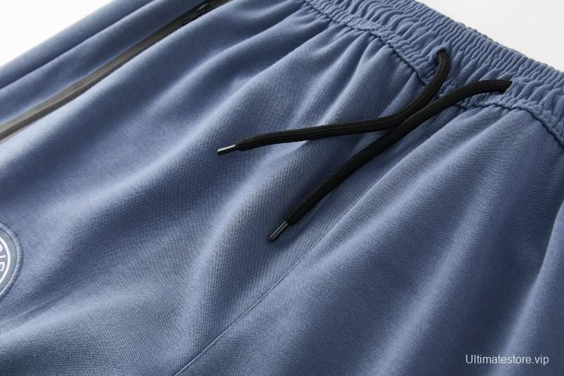 26/27  Paris Saint-Germain Steel Blue Full Zipper Hooded Jacket Tracksuit + Long Pants
