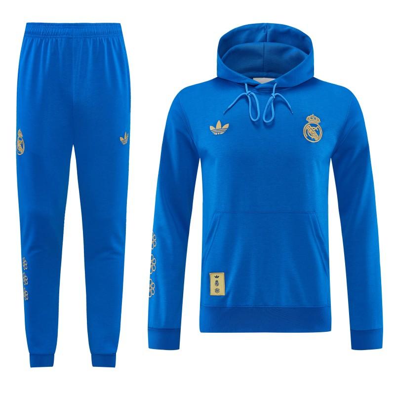 26/27 Real Madrid Royal Blue Pullover Hooded Tracksuit + Long Pants