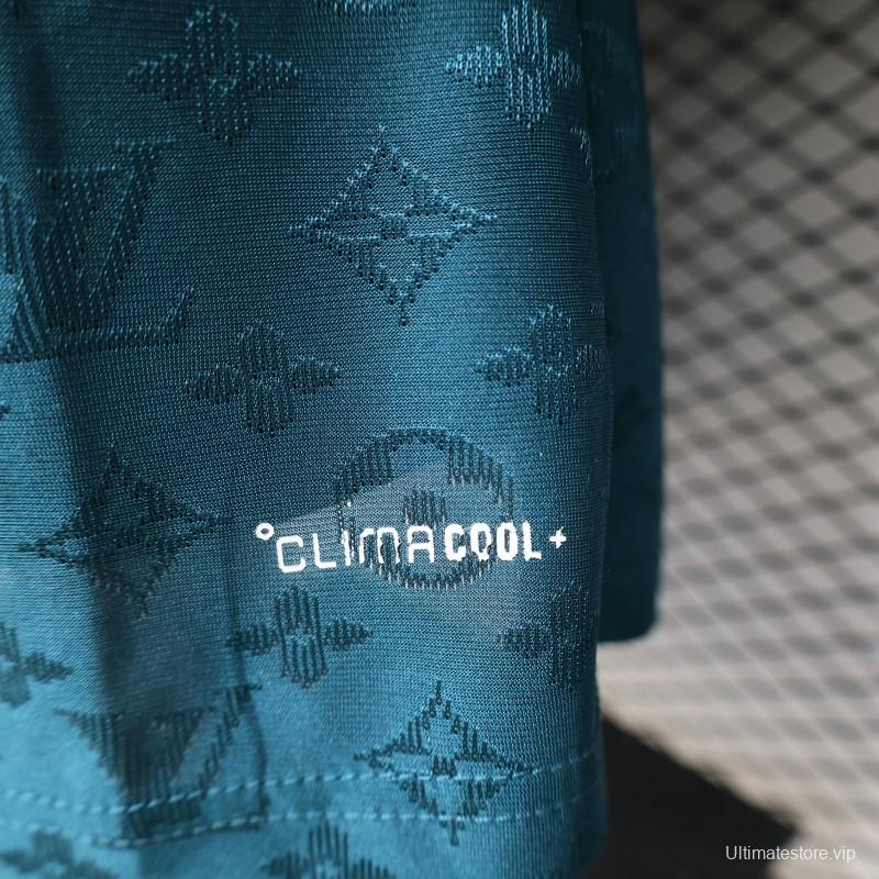 Player Version 2026 Real Madrid × Louis Vuitton Teal LV Monogram Adidas Collab Special Edition Jersey