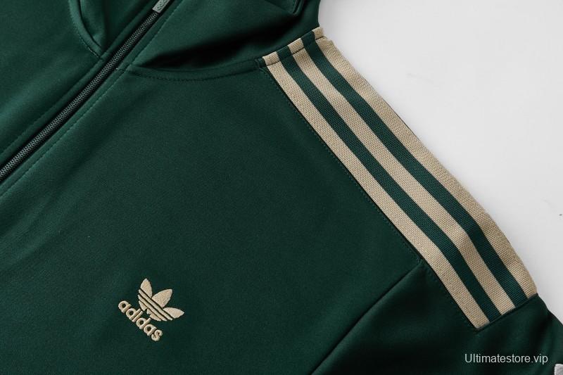2026 Adidas Navy Green  Full Zipper Jacket + Long Pants