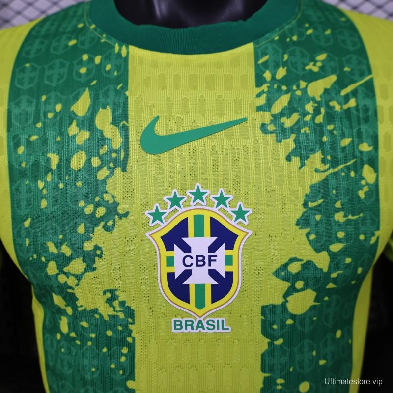 Player Version 2026 Brazil Yellow & Green Vertical Stripe Special Edition Jersey