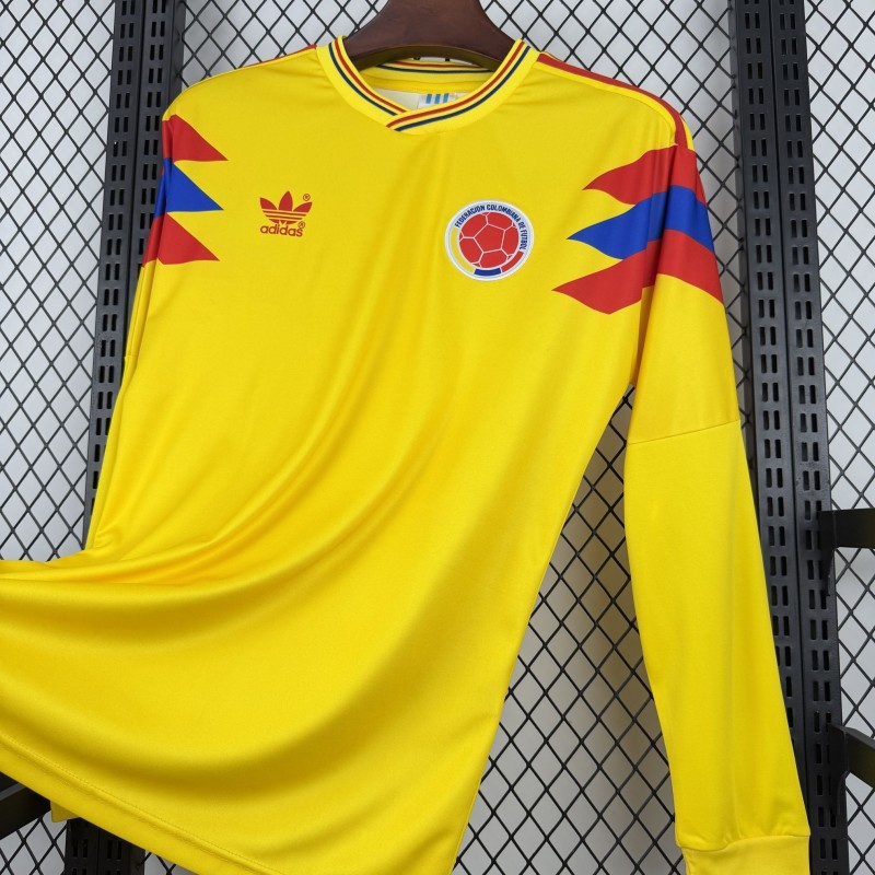 1990 Retro Colombia Home Long Sleeve Jersey