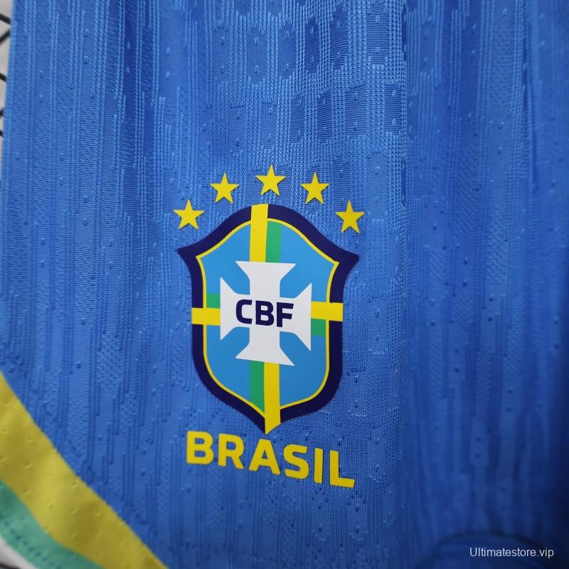 Player Version 26/27 Brazil  Royal Blue Jacquard Stripe Away Shorts