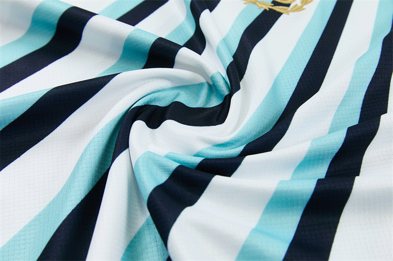 2026 Argentina White & Light Blue Radial Stripe Short Sleeve+Soccer Shorts