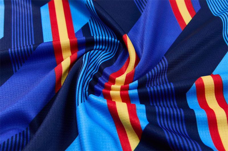 2026 Spain Navy Blue Multi-Color Diagonal Stripe Short Sleeve+Soccer Shorts