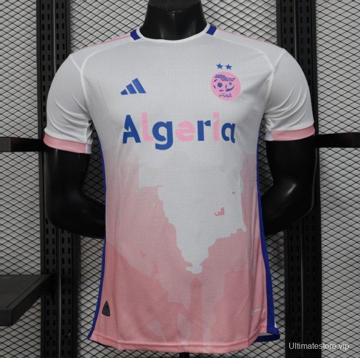 Player Version 2025 Algeria White-Pink with Country Map Design Jersey
