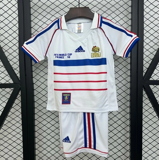 Retro 1998 Kids France Away Size 16-28 Jersey