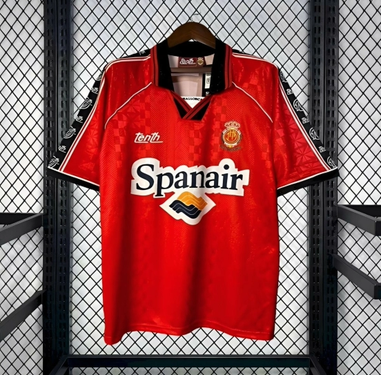 1996/97 Retro RCD Mallorca Home Red with Checkered Pattern Jersey