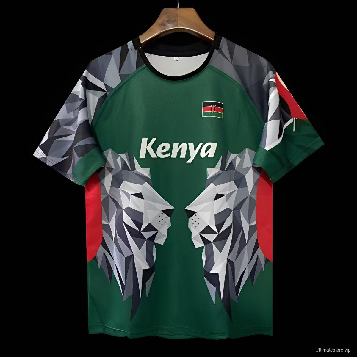 2026 Kenya Green Geometric Lion Jersey