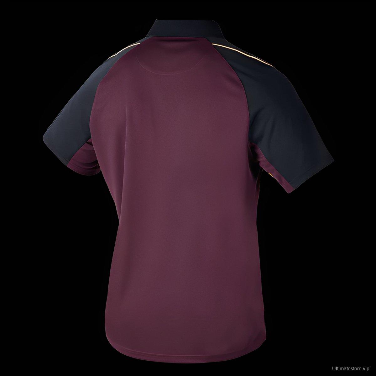 25/26 Brisbane Broncos Maroon with Black Sleeves Polo Shirt